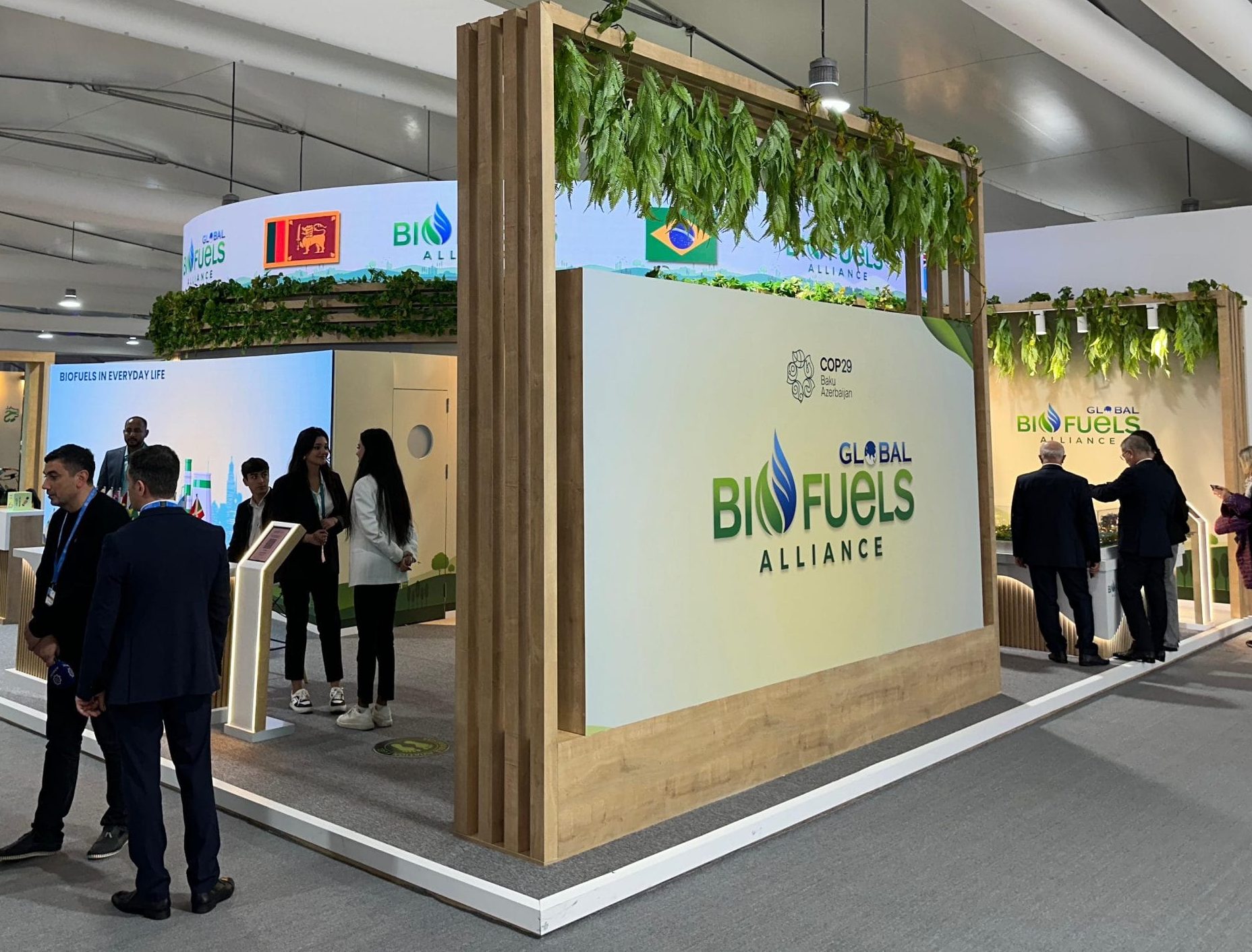 cop booth contractor, cop exhibition booth builder, wood pavilion stand cop climate summit, custom cop stand, sustainable exhibition booth cop, biofuels alliance booth at cop29